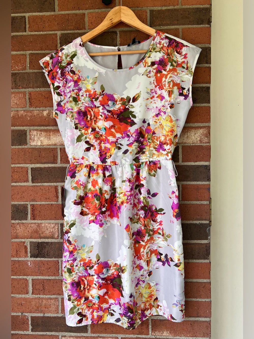 THE LIMITED Floral Watercolor A-Line Cap Sleeve Dress Size S NWT